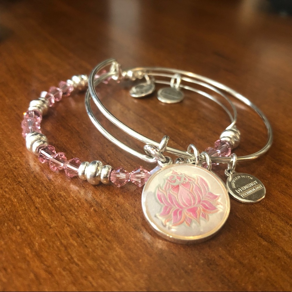 SWAROVSKI pink lotus Alex and ani set